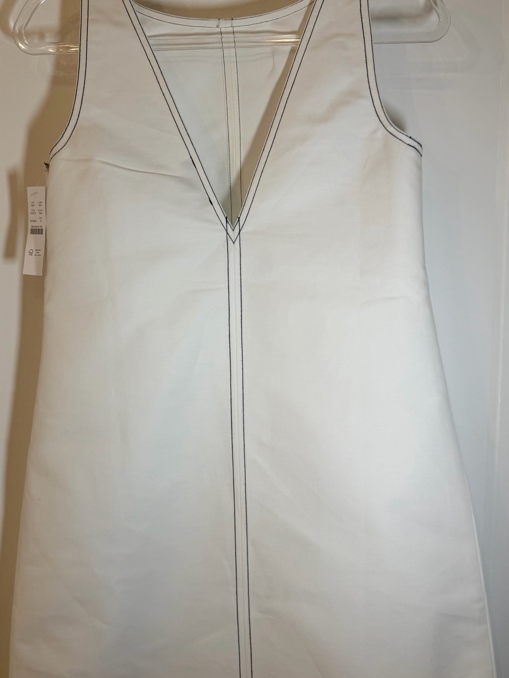 NWT J.Crew Contrast Stitch V-Neck Mini Dress – Size 0 (White/Black Stitching)